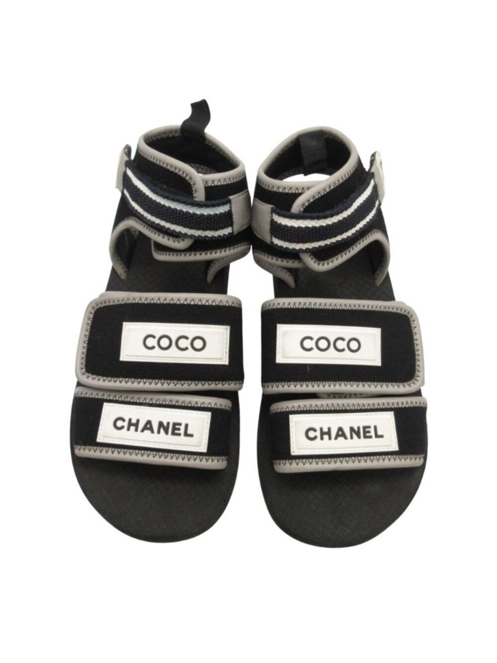 Chanel Sandals Coco Sport CC Logo Rubber Patch Shoes Black